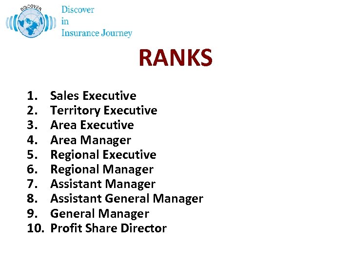 RANKS 1. 2. 3. 4. 5. 6. 7. 8. 9. 10. Sales Executive Territory