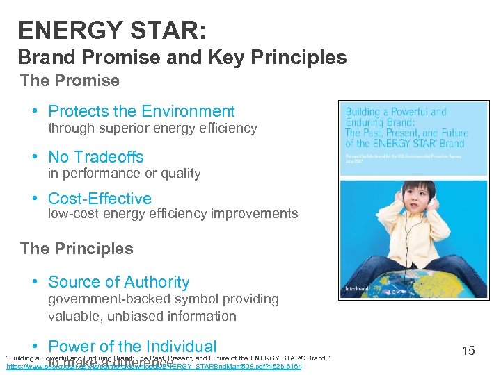 ENERGY STAR: Brand Promise and Key Principles The Promise • Protects the Environment through