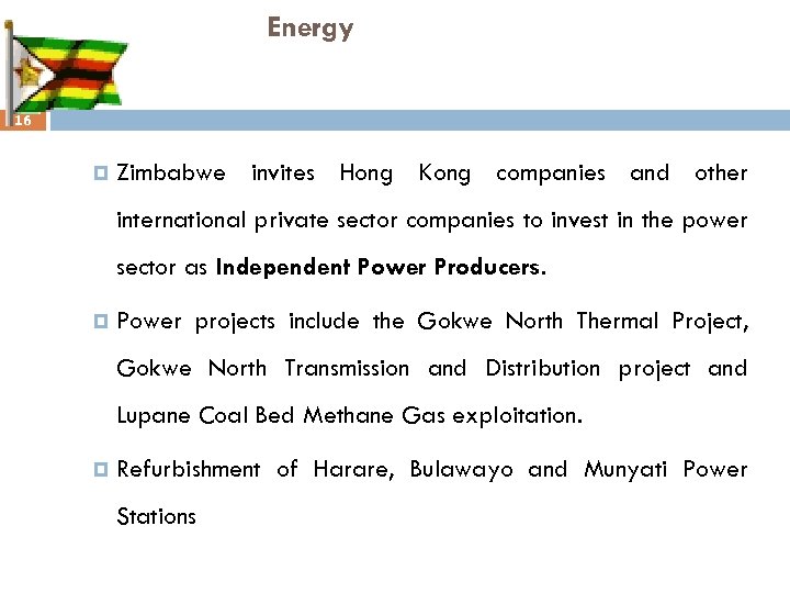 Energy 16 Zimbabwe invites Hong Kong companies and other international private sector companies to
