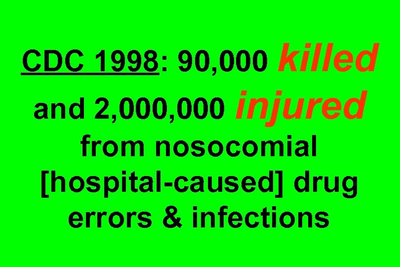 CDC 1998: 90, 000 killed and 2, 000 injured from nosocomial [hospital-caused] drug errors