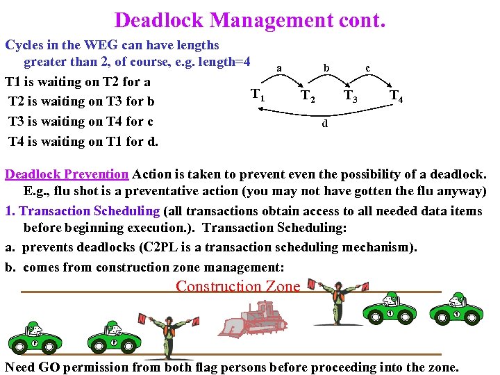 Deadlock Management cont. Cycles in the WEG can have lengths greater than 2, of