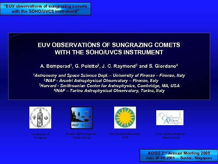 “EUV observations of sungrazing comets with the SOHO/UVCS instrument” EUV OBSERVATIONS OF SUNGRAZING COMETS