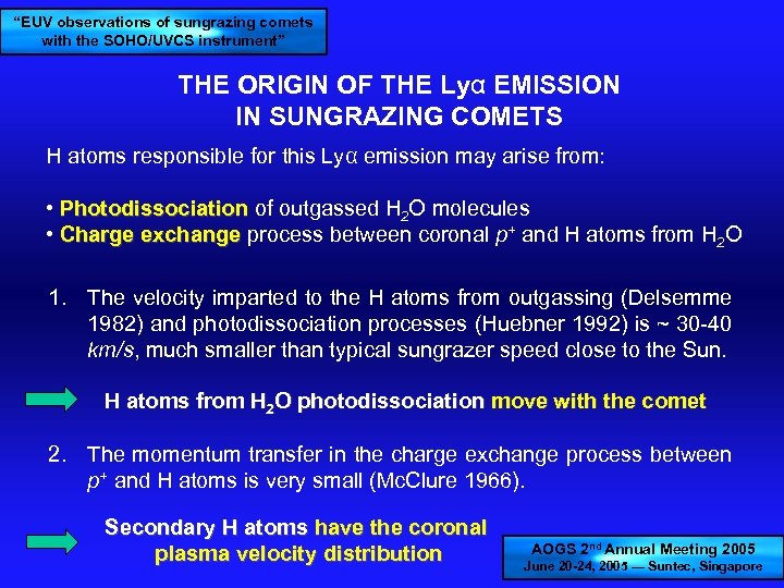 “EUV observations of sungrazing comets with the SOHO/UVCS instrument” THE ORIGIN OF THE Lyα