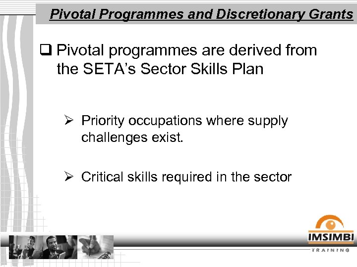 Pivotal Programmes and Discretionary Grants q Pivotal programmes are derived from the SETA’s Sector