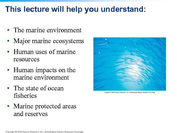 This lecture will help you understand: • The marine environment • Major marine ecosystems