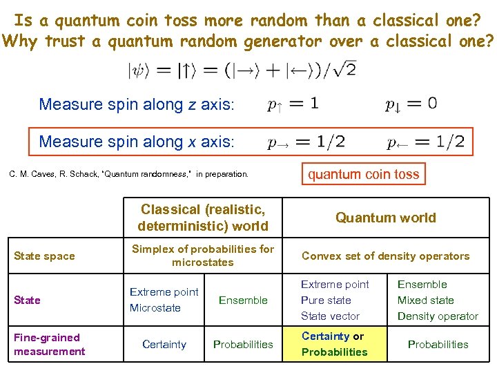 Is a quantum coin toss more random than a classical one? Why trust a