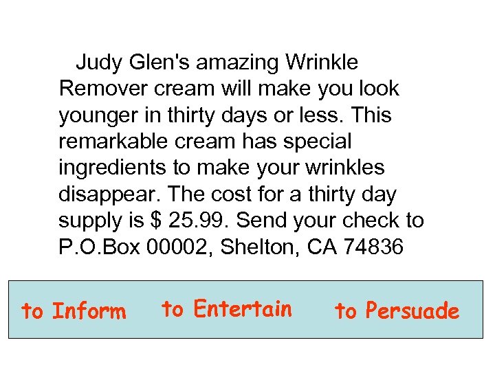 Judy Glen's amazing Wrinkle Remover cream will make you look younger in thirty days