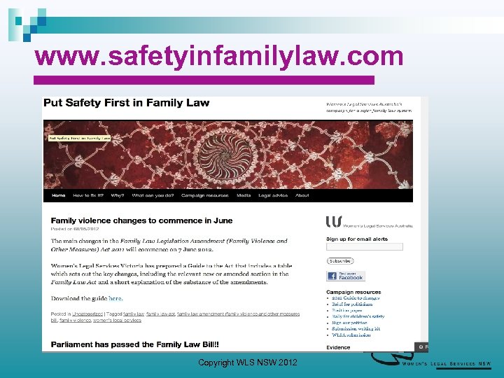 www. safetyinfamilylaw. com Copyright WLS NSW 2012 