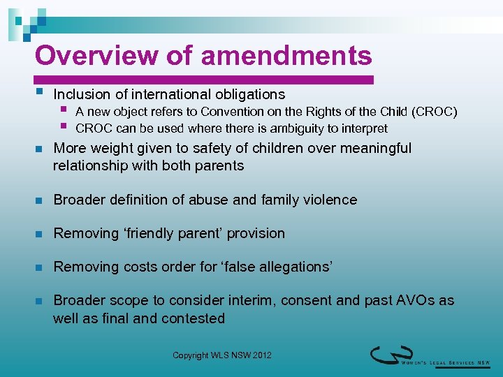 Overview of amendments § Inclusion of international obligations § § A new object refers