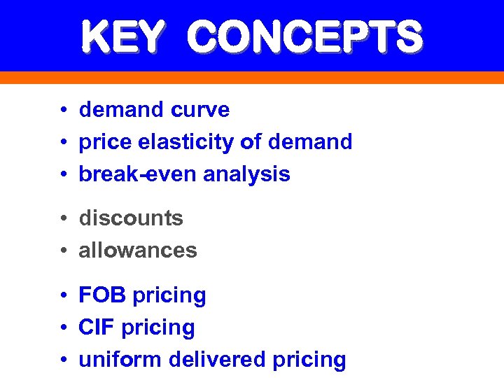 KEY CONCEPTS • demand curve • price elasticity of demand • break-even analysis •
