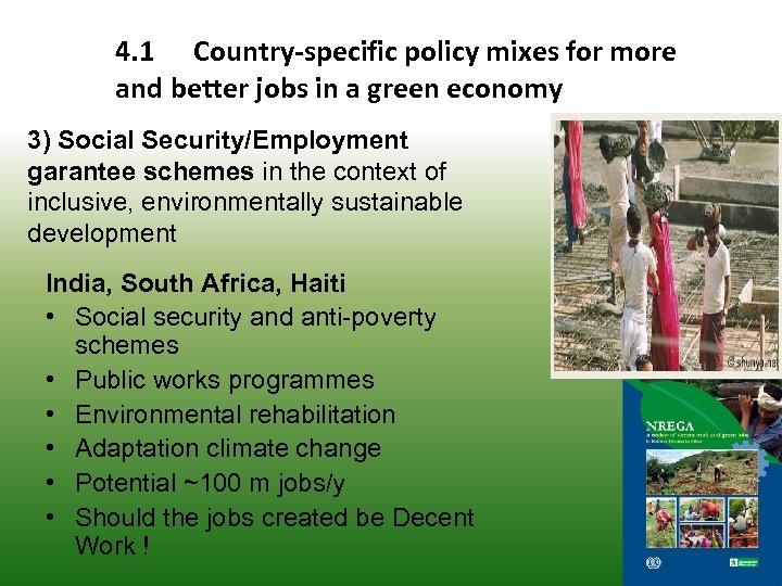 4. 1 Country-specific policy mixes for more and better jobs in a green economy