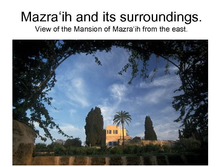 Mazra‘ih and its surroundings. View of the Mansion of Mazra‘ih from the east. 