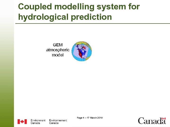 Coupled modelling system for hydrological prediction GEM atmospheric model Page 4 – 17 March
