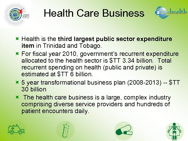 Health Care Business ÷ Health is the third largest public sector expenditure item in