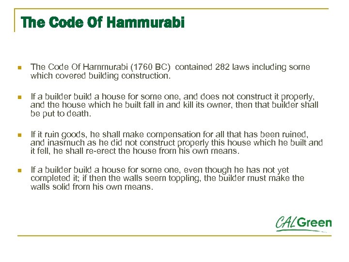 The Code Of Hammurabi n The Code Of Hammurabi (1760 BC) contained 282 laws