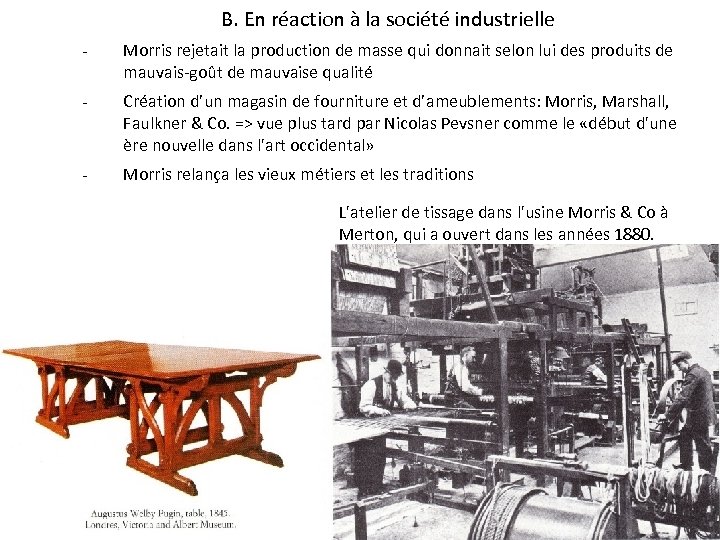 B. En réaction à la société industrielle - Morris rejetait la production de masse