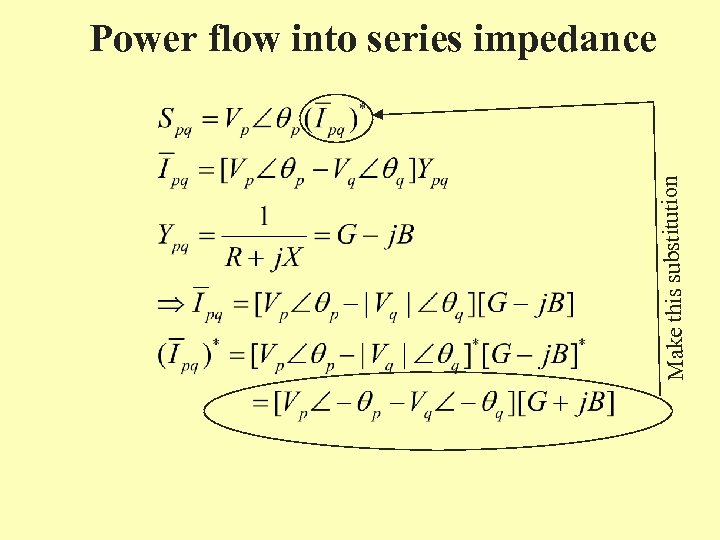 Make this substitution Power flow into series impedance 