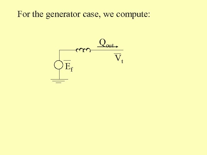 3 3 For the generator case, we compute: Ef Qout Vt 