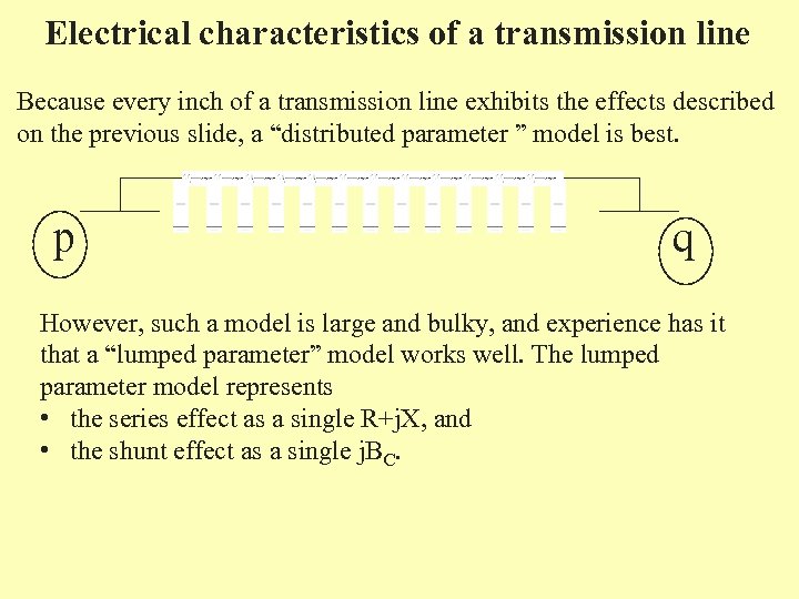 Electrical characteristics of a transmission line Because every inch of a transmission line exhibits