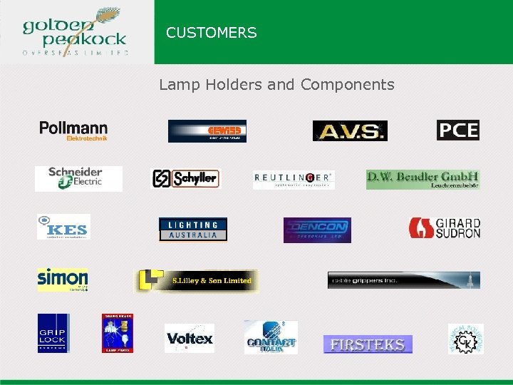 CUSTOMERS Lamp Holders and Components 