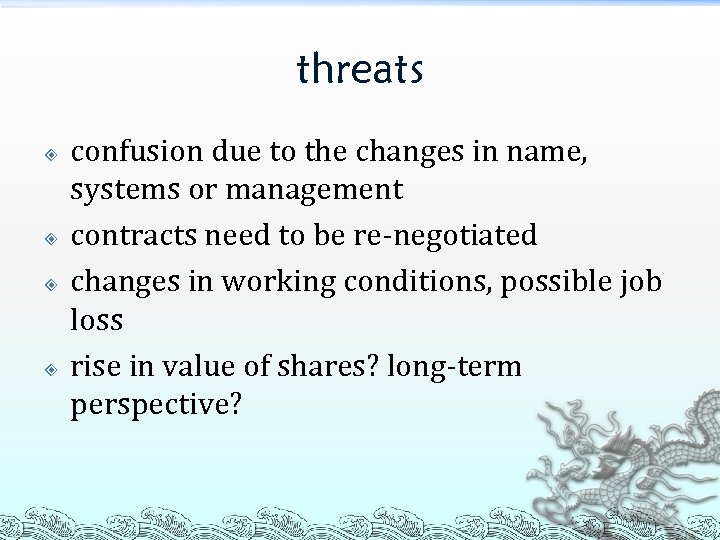 threats confusion due to the changes in name, systems or management contracts need to