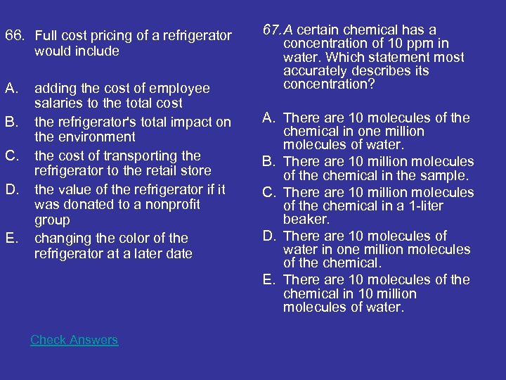 66. Full cost pricing of a refrigerator would include A. B. C. D. E.
