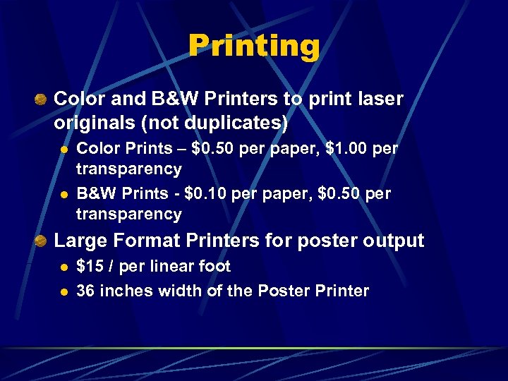 Printing Color and B&W Printers to print laser originals (not duplicates) l l Color