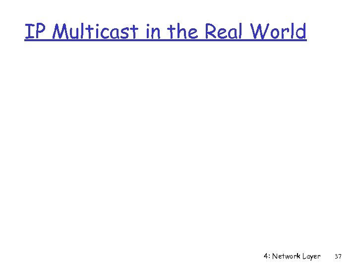 IP Multicast in the Real World 4: Network Layer 37 