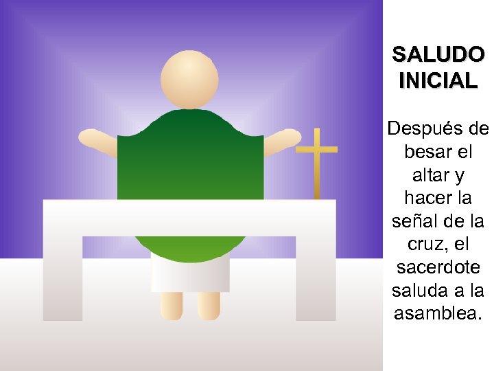 SALUDO INICIAL Después de besar el altar y hacer la señal de la cruz,