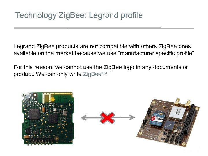 Technology Zig. Bee: Legrand profile Legrand Zig. Bee products are not compatible with others