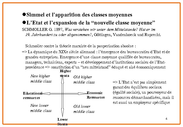 l. Simmel et l’apparition des classes moyennes l. L’Etat et l’expansion de la “nouvelle