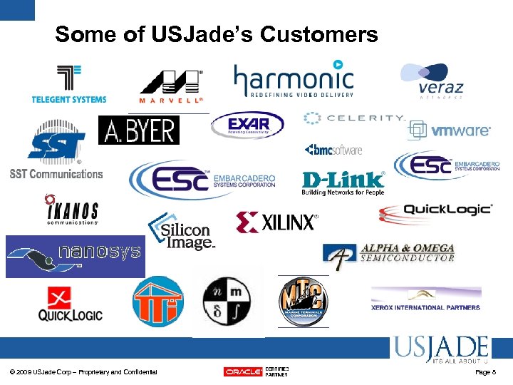 Some of USJade’s Customers © 2009 USJade Corp – Proprietary and Confidential Page 8