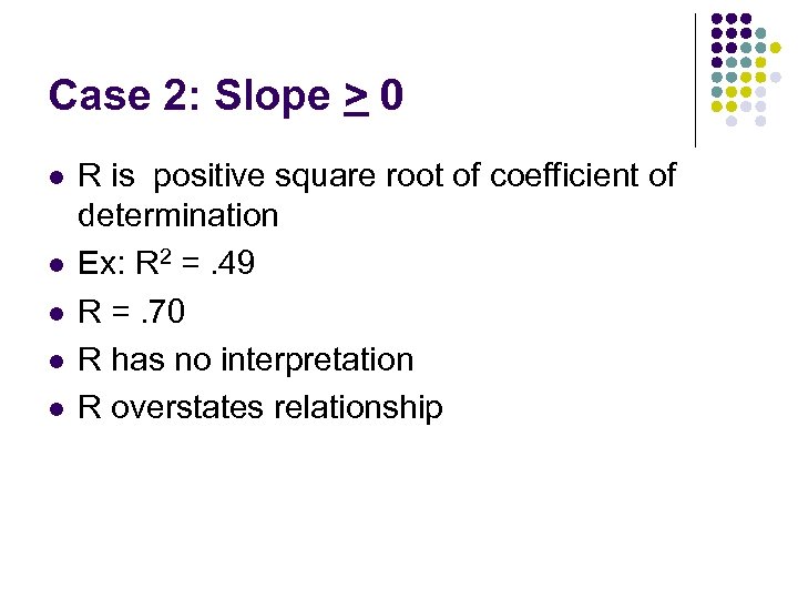 Case 2: Slope > 0 l l l R is positive square root of