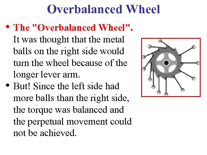 Overbalanced Wheel • The 