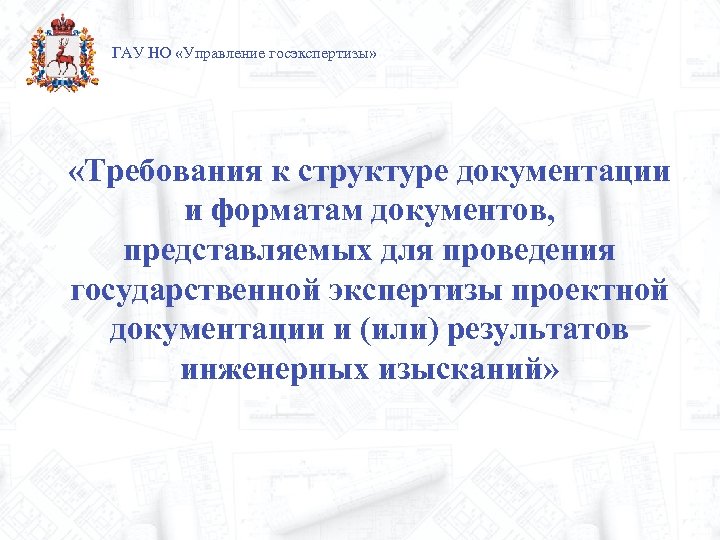 ГАУ НО «Управление госэкспертизы» «Требования к структуре документации и форматам документов, представляемых для проведения