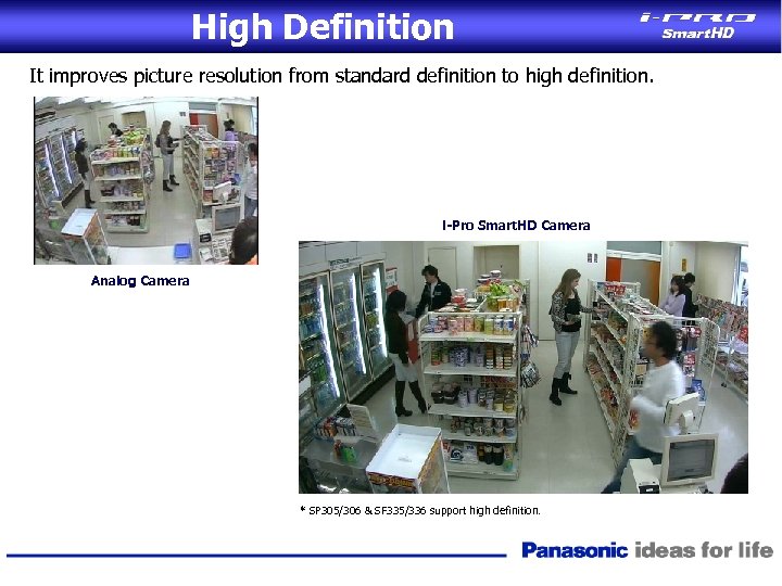 High Definition It improves picture resolution from standard definition to high definition. i-Pro Smart.
