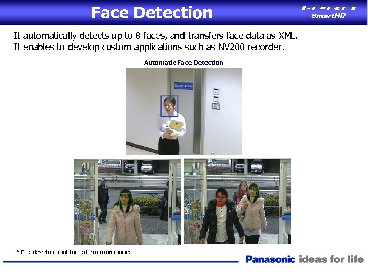 Face Detection It automatically detects up to 8 faces, and transfers face data as