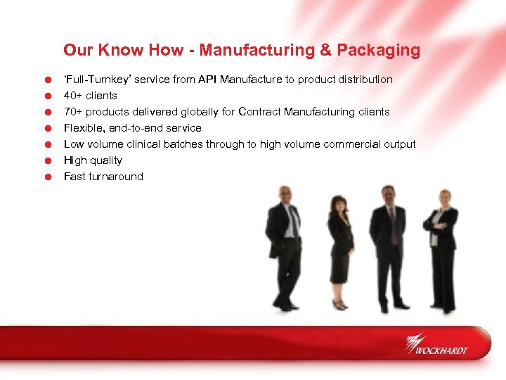 Our Know How - Manufacturing & Packaging = = = = ‘Full-Turnkey’ service from