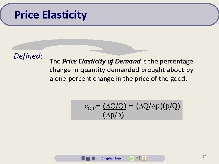 Price Elasticity Defined: The Price Elasticity of Demand is the percentage change in quantity