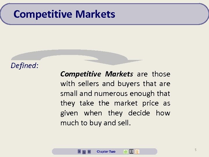Competitive Markets Defined: Competitive Markets are those with sellers and buyers that are small