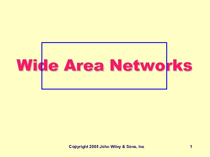 Wide Area Networks Copyright 2005 John Wiley & Sons, Inc 1 