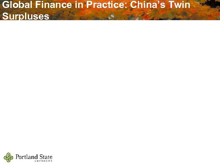 Global Finance in Practice: China’s Twin Surpluses 
