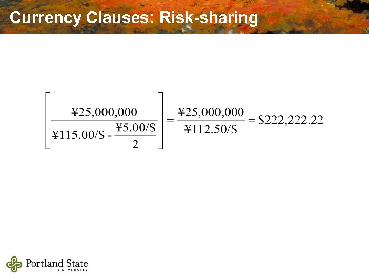 Currency Clauses: Risk-sharing 