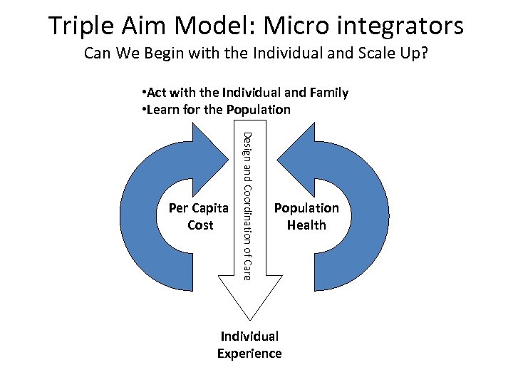 Triple Aim Model: Micro integrators Can We Begin with the Individual and Scale Up?