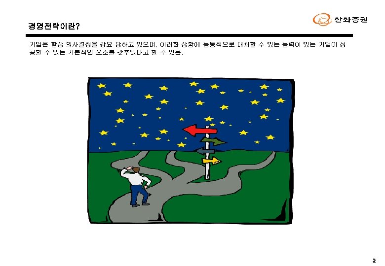 경영전략이란? 기업은 항상 의사결정을 강요 당하고 있으며, 이러한 상황에 능동적으로 대처할 수 있는 능력이