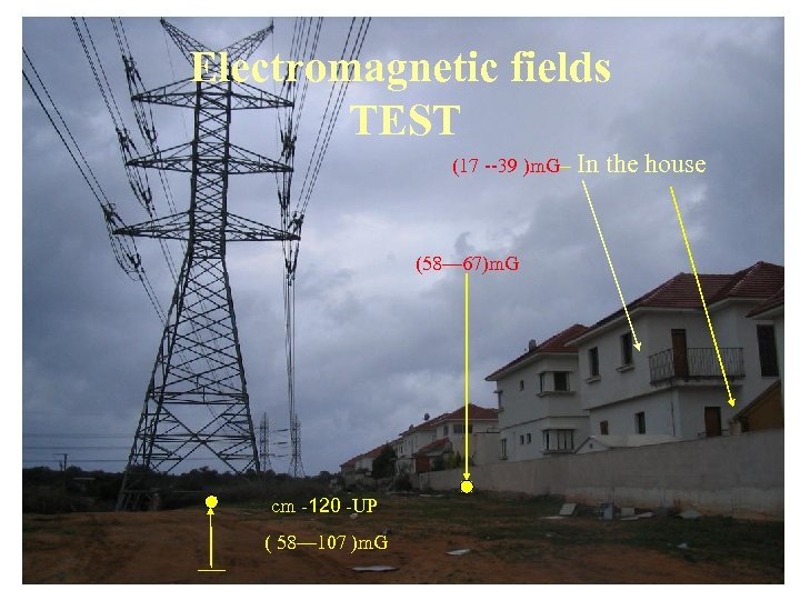 Electromagnetic fields TEST (17 --39 )m. G– In (58— 67)m. G cm -120 -UP