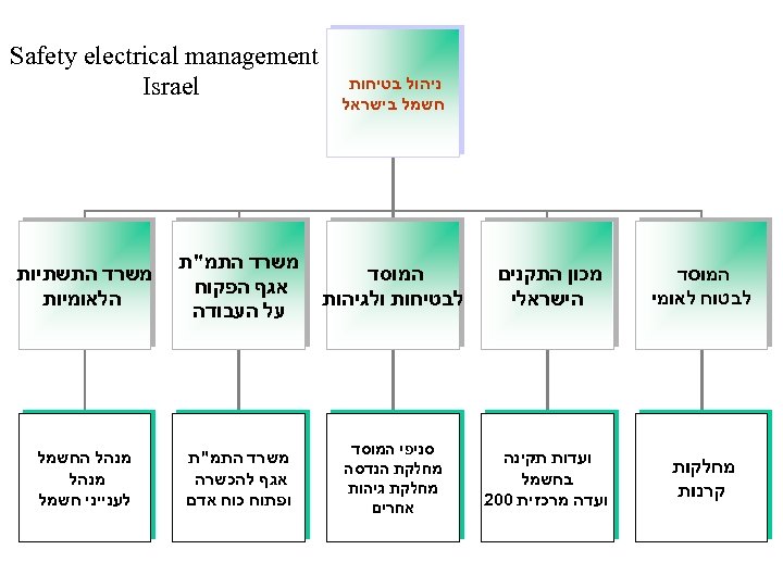  ניהול בטיחות חשמל בישראל Safety electrical management Israel המוסד לבטוח לאומי מכון התקנים
