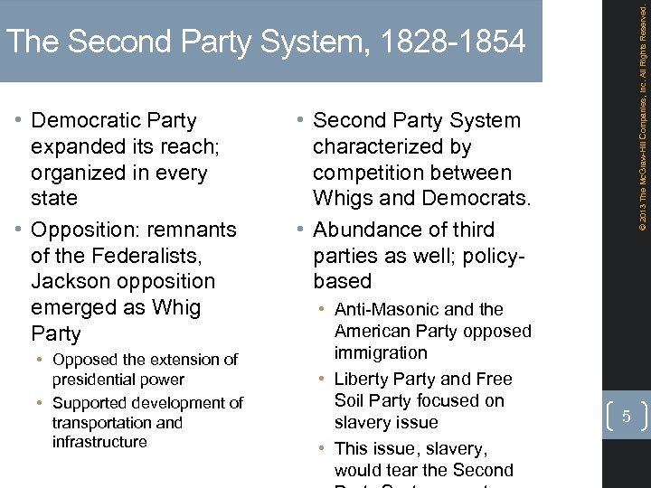 © 2013 The Mc. Graw-Hill Companies, Inc. All Rights Reserved. The Second Party System,