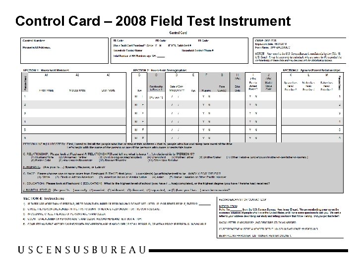 Control Card – 2008 Field Test Instrument 