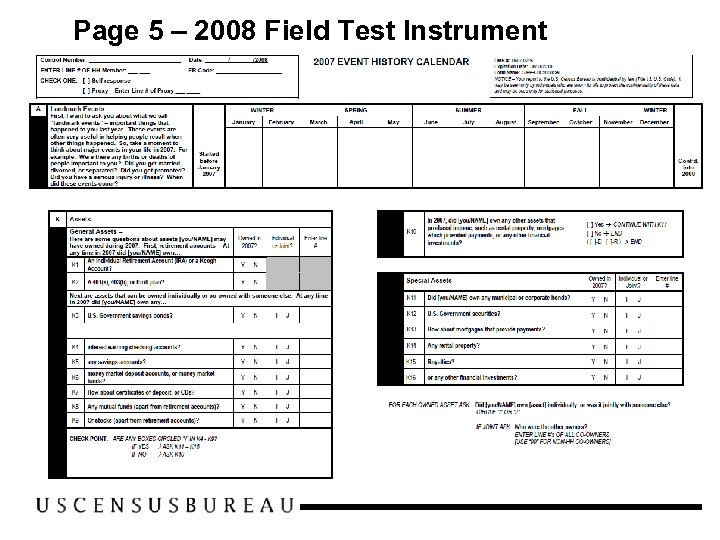 Page 5 – 2008 Field Test Instrument 